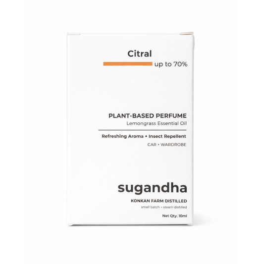 Sugandha Natural Lemongrass Car Freshener | Farm-Distilled Essential Oil | Mosquito & Insect Repellent | Wooden Hanging Diffuser for Car & Wardrobe