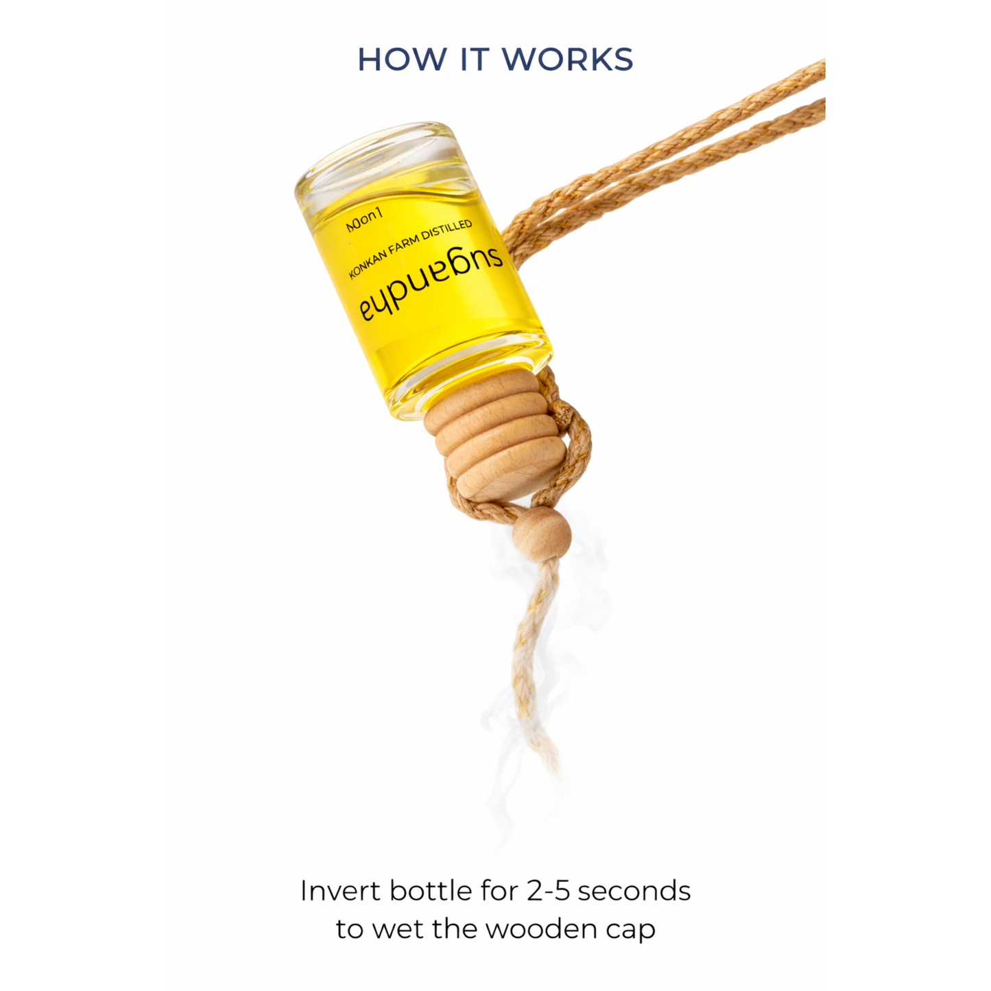 Sugandha Natural Lemongrass Car Freshener | Farm-Distilled Essential Oil | Mosquito & Insect Repellent | Wooden Hanging Diffuser for Car & Wardrobe