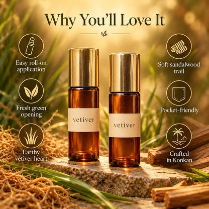 Sugandha Konkan Vetiver Roll-On Perfume — Pack of 2 × 3 ml