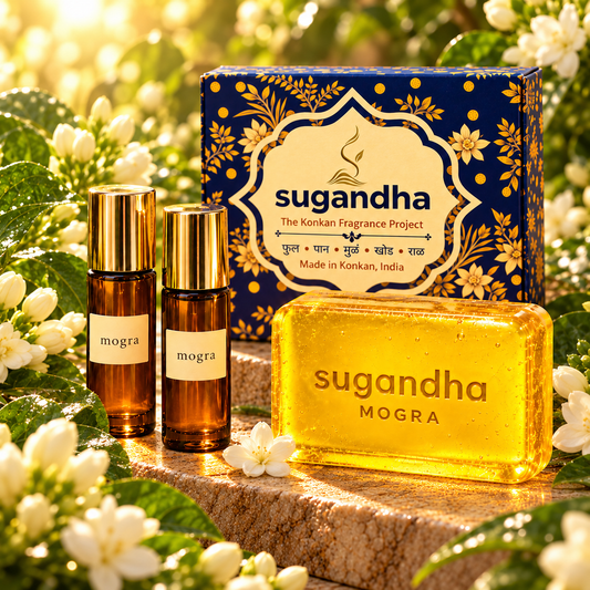 Sugandha Konkan Mogra Gift Set — Soap & 2 × 3 ml Roll-On Perfumes