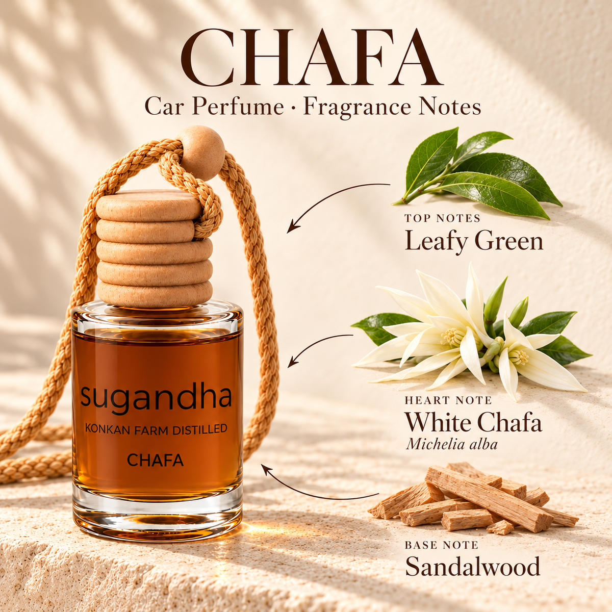 Chafa fragrance notes: leafy green, white Chafa and sandalwood