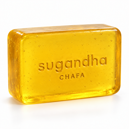Included Chafa glycerin soap — single 50 g bar detail