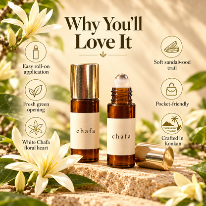 Chafa roll-on perfume features and Konkan craftsmanship