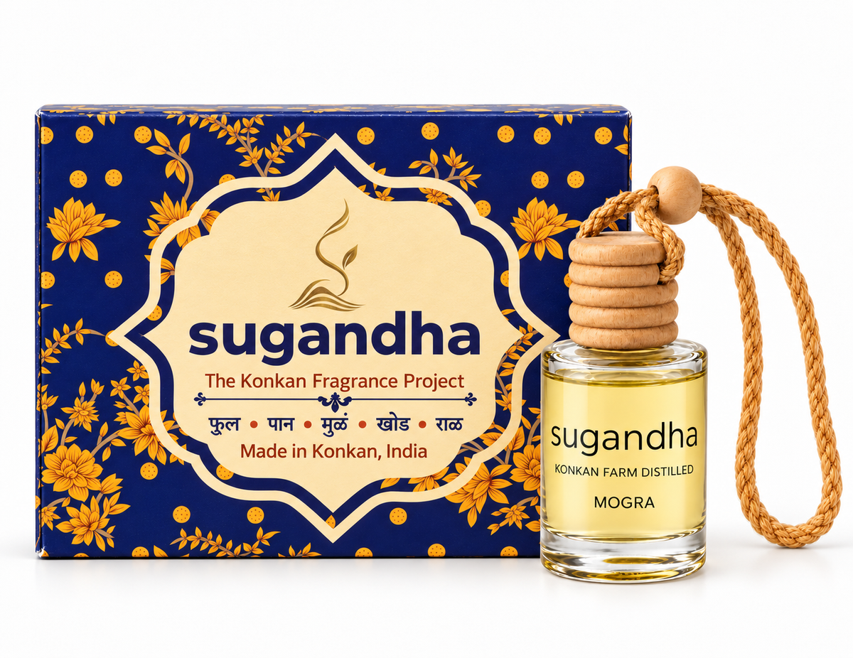 Mogra car perfume with Sugandha botanical box