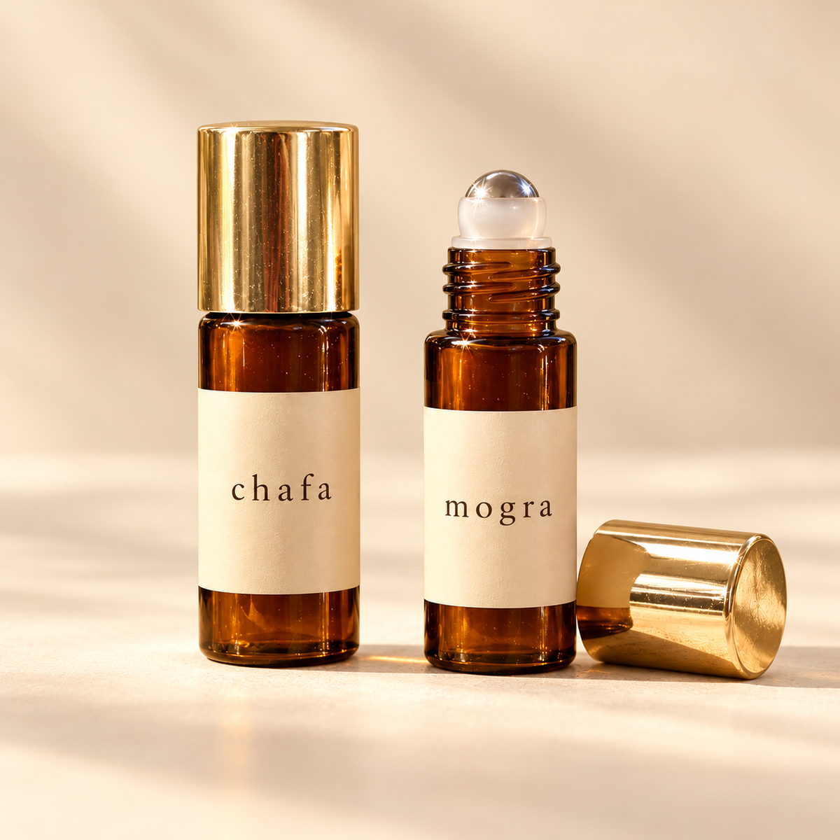 Sugandha Roll-On Perfumes — Pick Any 2: example Chafa and Mogra pair, two 3 ml bottles